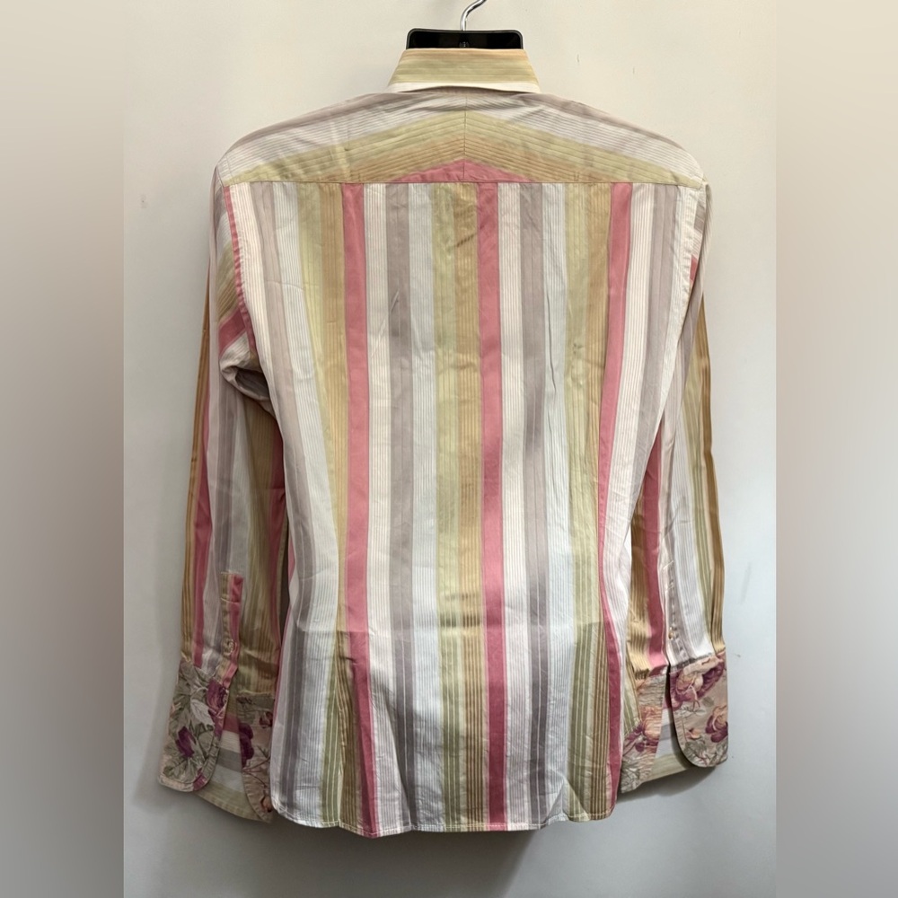 TED BAKER LONDON Mens 15.5/39 Flip Cuff Striped French Cuff Pearl Buttons Sheen - Picture 9 of 14